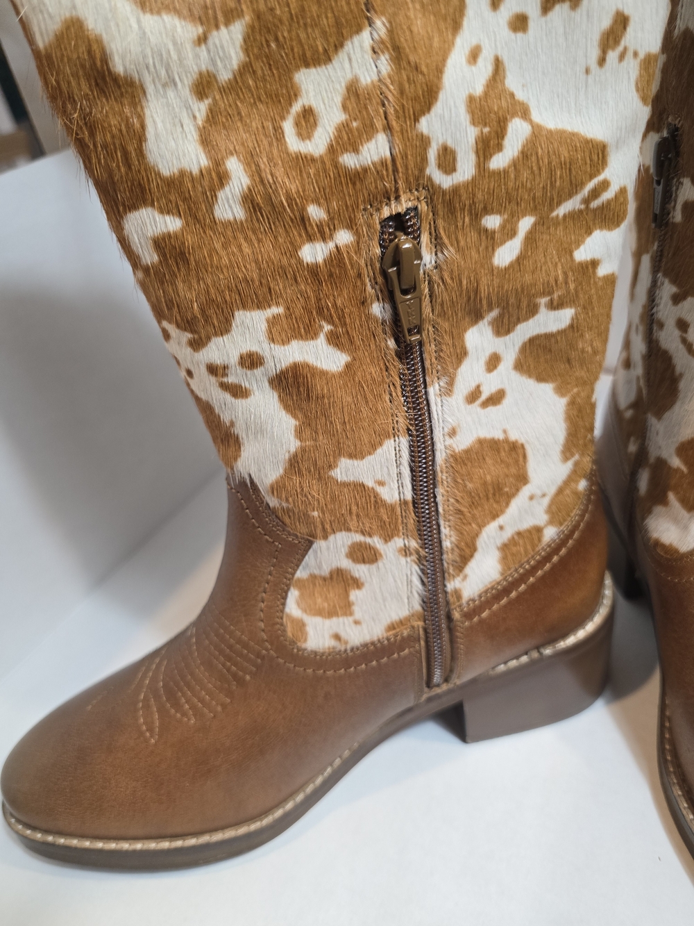 Myra Bag Brown and White Cowhide Western Boots for - Picture 3 of 5